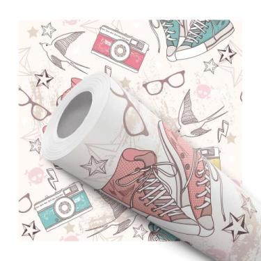 Imagem de Papel De Parede Adesivo Tênis Azul E Rosa Teen Quarto Menina 5m - Sign