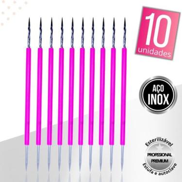 Imagem de Kit 10 Palito Duplo Bastão Cutícula Unha Manicure Pedicure Cutelaria S