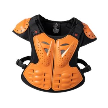 Imagem de UGPLM Colete de motocicleta com proteção para ombros e peito, proteção antiqueda para costas, para skate, motocross, crianças, Laranja