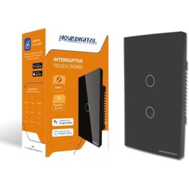 Imagem de Interruptor Inteligente ZigBee 1, 2, 3 ou 4 Botões Touch Compatível Tuya Smart Life Alexa e Google Assistent - Novadigital (2 Botões, Preto)