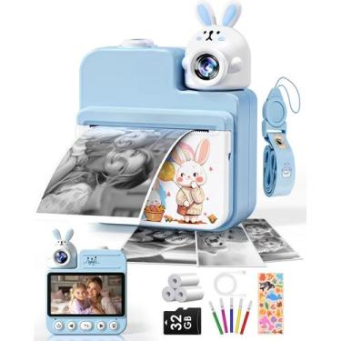 Imagem de Câmera de impressão instantânea Hittymoon Kids 3,0 com cartão TF de 32