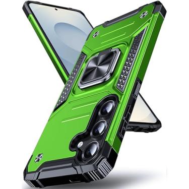 Imagem de DASFOND Capa para Galaxy S25 FE com suporte, anel de metal giratório aprimorado de 360° com suporte de grau militar, resistente a impactos, à prova de choque, capa protetora para celular para Samsung