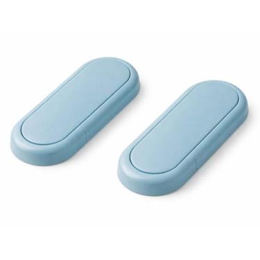 Imagem de Kit 2 Travas de Segurança Infantil Multiuso para Portas e Gavetas, Adesiva Sem Furos, Proteção para Bebês e Crianças (Azul)