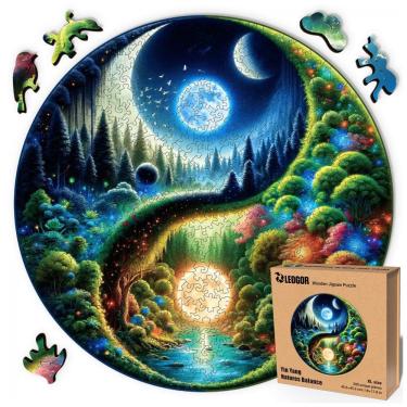 Imagem de Quebra Cabeças em Madeira MDF para Adultos, Tema Yin Yang Natures Balance com 500 Peças, LEOGOR, Colorido