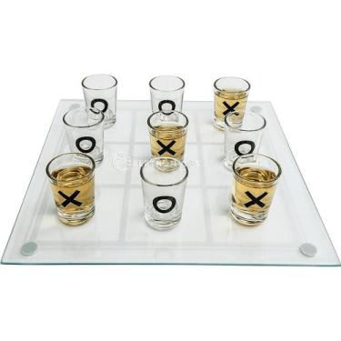 Imagem de Jogo Da Velha Tabuleiro Vidro 9 Copos Shot Drink Tequila Diversão Gara