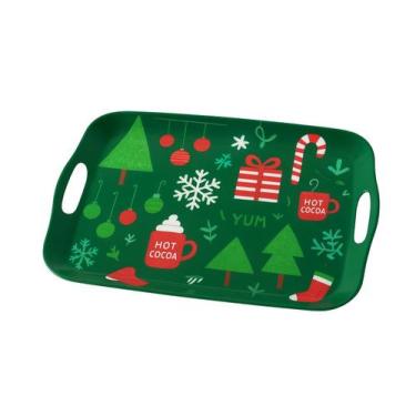 Imagem de Bandeja Decorativa Natalina Papai Noel Festiva Mesa Posta Estampada - 