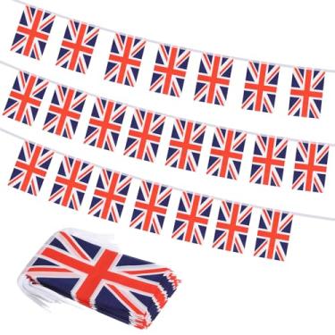 Imagem de Bandeira da Union Jack Britânica, Pequena Mini Bandeiras do Reino Unido Britânica, Decoração Patriótica para Festa, Sala de Aula, Eventos Esportivos, 90 metros e 30 Bandeiras