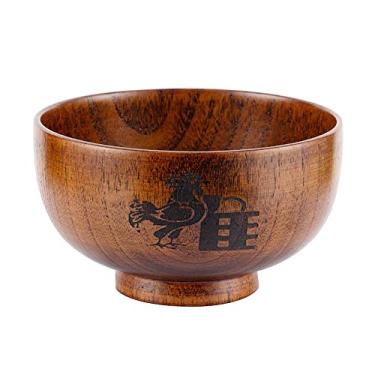 Imagem de UPTALY 1 pç Tigelas de Cereal de Madeira Jujuba Natural (Ano do Galo, 300 ml), Conjunto de 12 Tigelas de Arroz do Zodíaco Animal, Tigelas chinesas artesanais, tigela de madeira de aveia, tigela de refeição infantil, utensílios de madeira japonesa