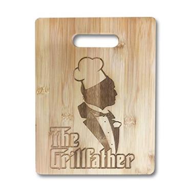 Imagem de Chapéu tubarão "Grill Father" divertido látex gravado tábua de corte de bambu - casamento, inauguração, aniversário, dia dos pais, presente