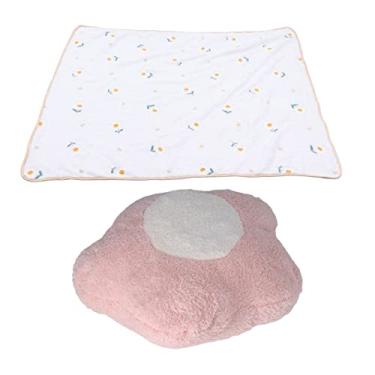 Imagem de 2 in 1 Stuffed Travel Blanket and Pillow Set, Cute Floral Plush Pillow with Hand Warmer Design, Soft Portable Home Naps Pillow Blanket Perfect for Travel, Camping, Home(Pink Flowers with White Pistil)