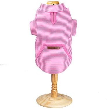 Imagem de Meu Bicho Camiseta Pocket Listra - Cães E Gatos - - Gg - Rosa (Pesc 42 X Peit 50 X Comp 51Cm)