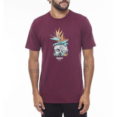 Imagem de Camiseta Hurley Skull Flower Wt23 Masculina Vinho