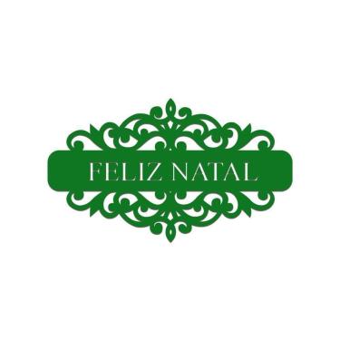 Imagem de Placa Feliz Natal Com Arabesco 30cmx17cm - Cria Arte Laser Verde