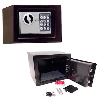 Imagem de Cofre eletronico digital com senha e chave 23x17x17,5CM (Preto)