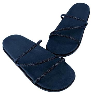 Imagem de Sandália Birken Papete Moda Feminina Chinelo Feminino Com Strass 02 (Preto, BR, Adulto, Numérico, 36)