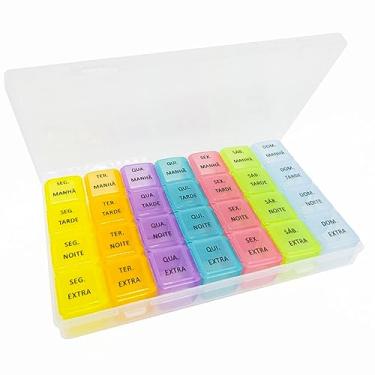 Imagem de Gen?rico Porta Comprimidos Caixa Divis?rias Estojo Rem?dio Suplemento Organizador Medicamento Vitamina - 28 Compartimentos