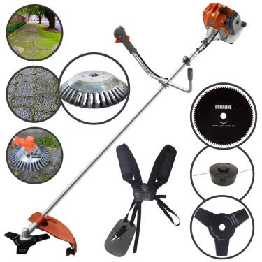Imagem de Roçadeira Tekna RL520 52cc Multifuncional Com Cabeçote Nylon, Lâminas 3 Pontas + Lâmina 80 Dentes + Lâmina Escova Circular de Aço