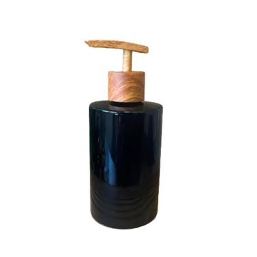 Imagem de Saboneteira Celine Preto Lavado Banheiro 250ml (1 Peça) (Preto c/Madeira)