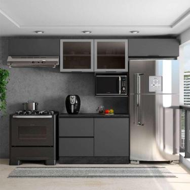 Imagem de cozinha compacta com tampo edna 5 pt 3 gv grafite