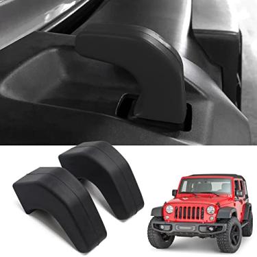 Imagem de DKMGHT Capas de gancho de reboque para para-choque de fábrica pacote com 2 para Jeep Wrangler JK JL Gladiator JT 2007-2022 Para-choques dianteiros, adiciona aderência acolchoada à recuperação da alça de reboque (preto)