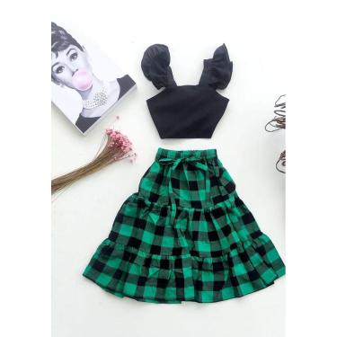 Imagem de Conjunto infantil blogueira saia longa e cropped