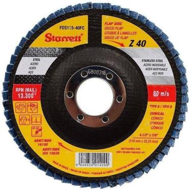 Imagem de Disco Flap Starrett 4.1/2X7/8 Grao 40  115X22.23Mm 