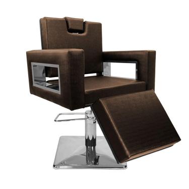Imagem de Cadeira Poltrona de Cabeleireiro Moderna Inox Ap Marrom