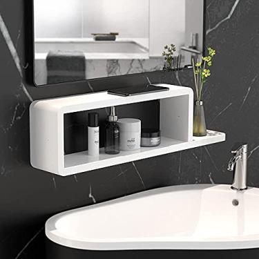 Imagem de DALUOBO Rack de armazenamento de banheiro, suporte de parede, organizador de banheiro, cesta de chuveiro de plástico, prateleira flutuante