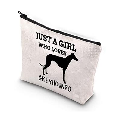 Imagem de BDPWSS Greyhound Dog Lover Gifts Greyhound Mom Gift Just a Girl Who Loves Greyhounds Bolsa de maquiagem, A menina adora galgos