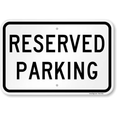 Imagem de SmartSign Placa de metal "Reserved Parking" de 30,5 x 45,7 cm, composto de alumínio de 120 mm (ACM), material reflexivo de grau de engenheiro, preto e branco
