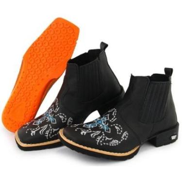 Imagem de Bota Botina Country Feminina Cano Curto Texas Gold Couro Preta-Feminino