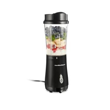 Imagem de Hamilton Beach Liquidificador pessoal para shakes e smoothies com copo de viagem de 400 ml e tampa, preto (51101AV)
