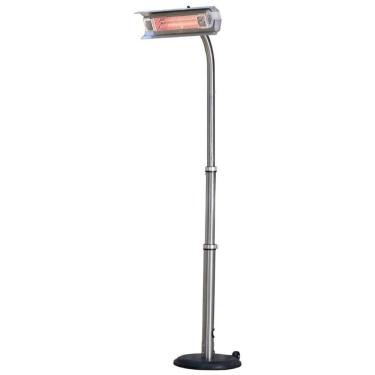Imagem de Aquecedor Externo Elétrico Infravermelho com Rodas, Proteção Contra Tombamento e Altura Ajustável, 110V 1500W, Fire Sense, Prata