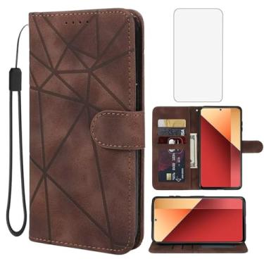 Imagem de Wanyuexes Capa para Redmi Note 13 Pro 4G/Poco M6 Pro 4G 23117RA68G Capa carteira com protetor de tela de vidro temperado, capa flip de couro com suporte para cartão de crédito para Xiaomi Redmi Note