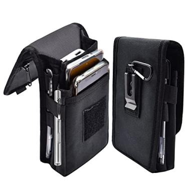 Imagem de KATOLK Coldre Duplo para Celular, Bolsa de Cinto Grande para Smartphone, Bolsa Tática Multiuso, Suporte para Trabalho, Caminhada, Acampamento, Churrasco, Resgate (Preto)