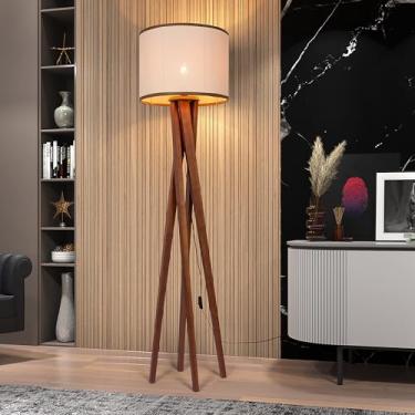 Imagem de Luminária de Chão Abajur para Casa - Base de Madeira e 4 Pés Elegantes
