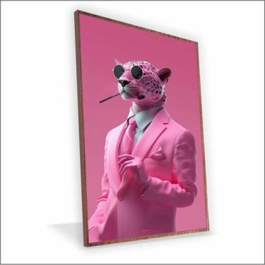 Imagem de Quadro Pantera Cor de Rosa Vinil Com Vidro - Center Molduras, 20x30 Ba