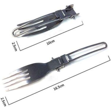 Imagem de 3 Talheres De Metal Dobráveis Camping Faca Garfo Colher - oem, Pratead