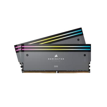 Imagem de CORSAIR DOMINATOR TITANIUM RGB DDR5 RAM 32GB (2x16GB) DDR5 6000MHz CL30 AMD EXPO iCUE Memória de computador compatível - Cinza (CMP32GX5M2B6000Z30)