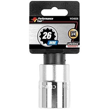 Imagem de (3/4" Dr 26mm 12pt Socket) - Wilmar W34826 Chrome Socket, 3/4 Drive, 26mm, 12 Point, Shallow