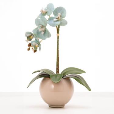 Imagem de Arranjo De Orquídea Artificial Silicone Com Vaso Vidro - Floralis, Azu