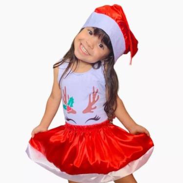 Imagem de Roupa Mamãe Noel infantil do 2 ao 8 linda body e saia de cetim com gor