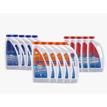 Imagem de Kit HIDROAZUL tratamento Piscinas Liquido Algicida Manutenção 5L Floc 