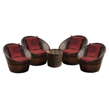 Imagem de Conjunto de Poltronas Fibra Sintética Bola - 4 Poltronas + 1 Mesa Cent