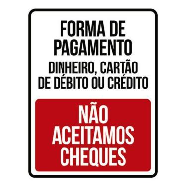 Imagem de Kit 3 Placas Forma Pagamento Não Aceitamos Cheques