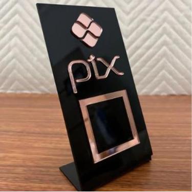 Imagem de Placa Pix QR Code Em Acrílico - TRANSPARENTE - Pedri, PRETO/ROSA