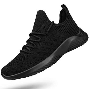 Imagem de Feethit Feminino Deslizamento Em Sapatos de Caminhada Antiderrapante Tênis de Corrida Respirável Sapatos de Treino Leve Tênis de Ginásio Todo Preto Tamanho 7