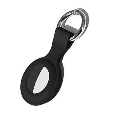 Imagem de Capa de silicone macio compatível com AirTag 2021 capa protetora antiarranhões leve com chaveiro para AirTags, porta-chaves AEZUNI - preta