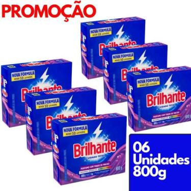 Imagem de 6 Caixas Sabão em Pó Brilhante 800g cada Lava Roupas