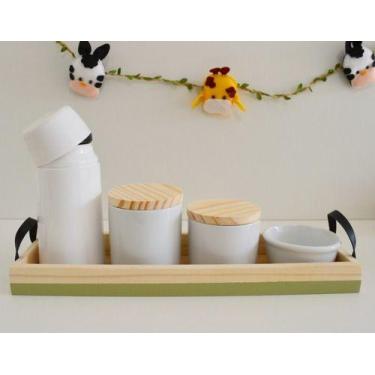 Imagem de Kit Higiene Porcelana Bebê Pinus Faixa Colorida C/alça Preta K158 - Ci